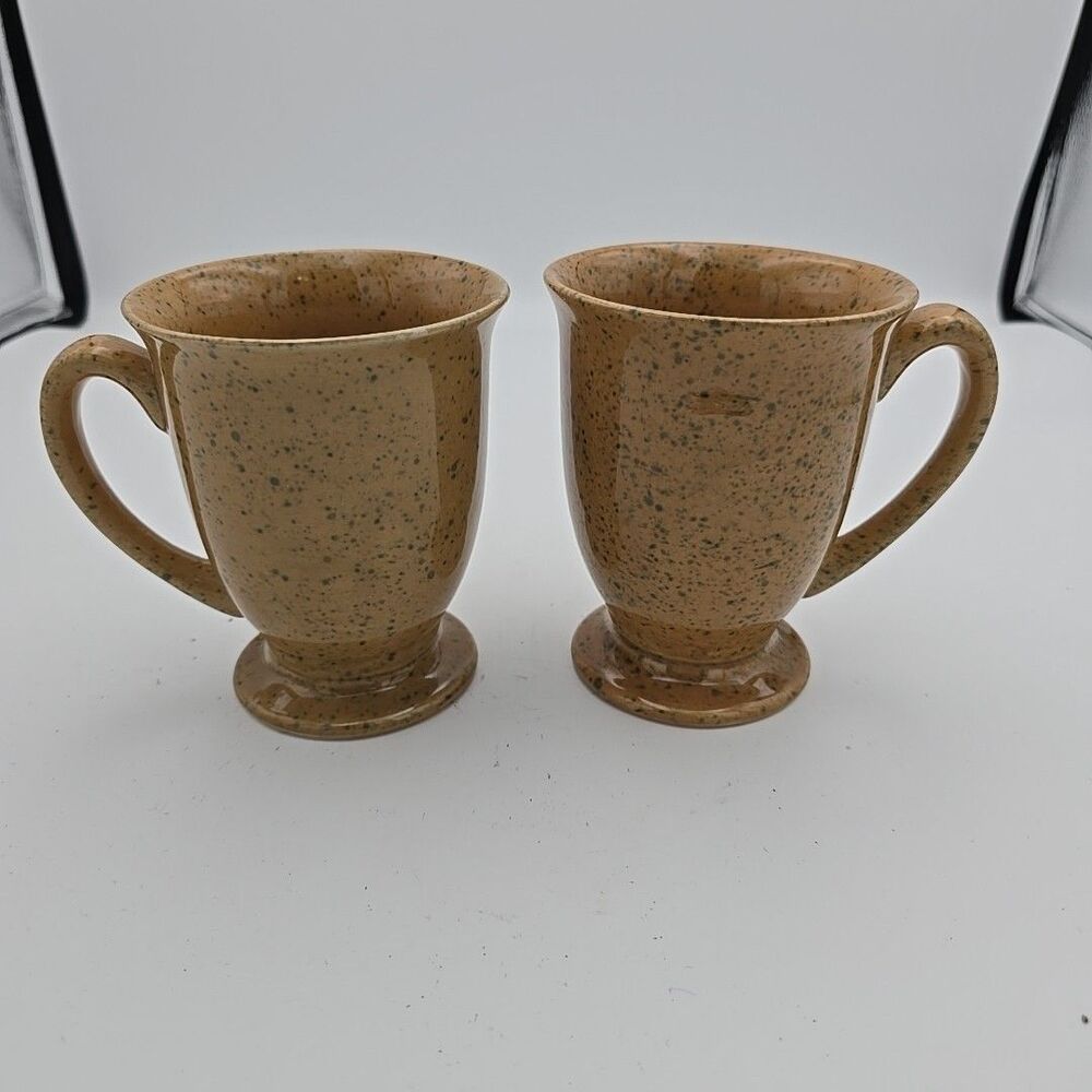 Vintage Baileys Irish Cream Footed Speckled Brown Coffee Mugs Set of two